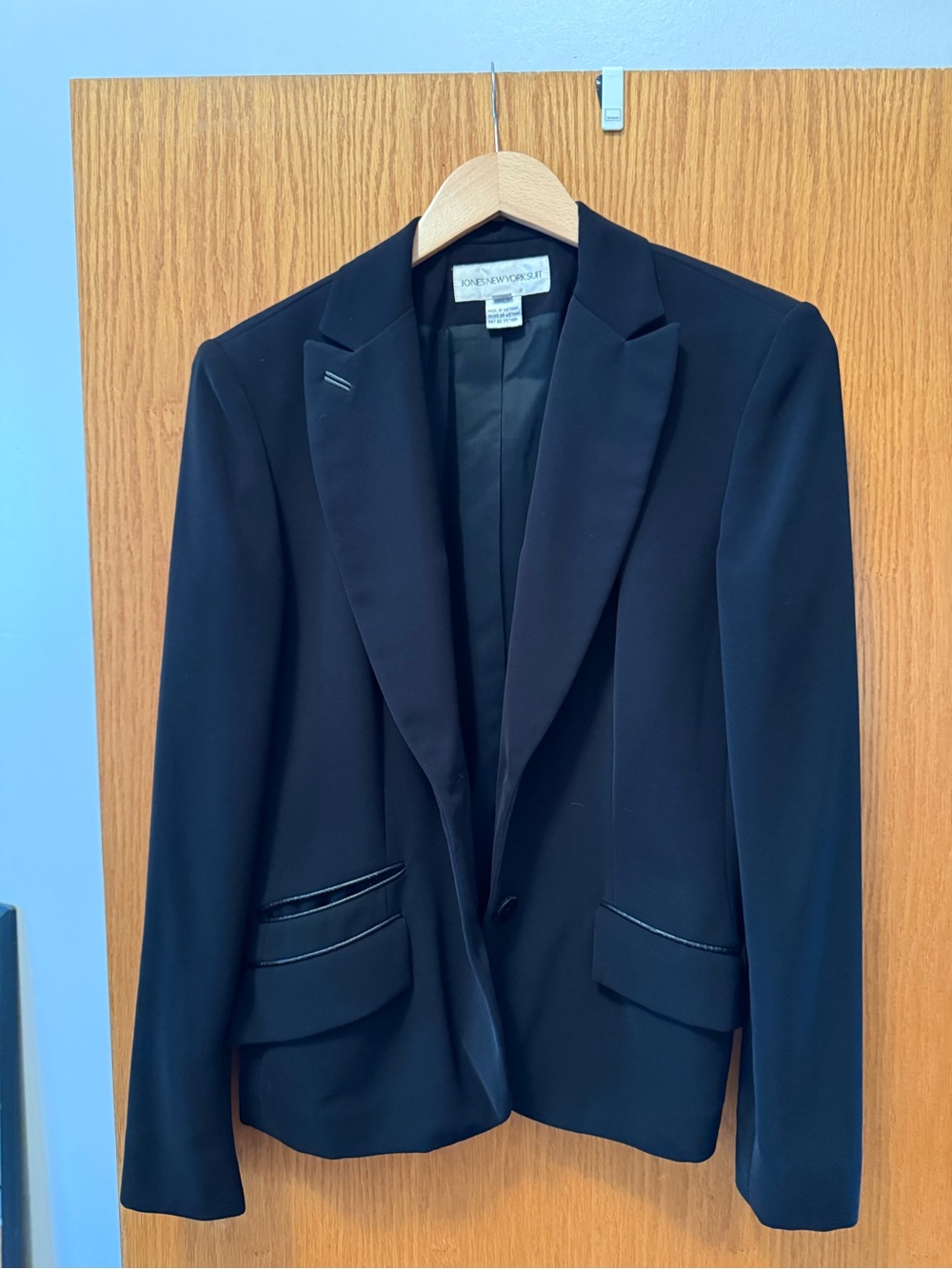 Jones New York Black Satin-Trim Blazer and Matching Skirt